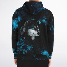 Load image into Gallery viewer, Blue Wolf Zip-Up Hoodie for MenSeves-ArtBlue Wolf Zip-