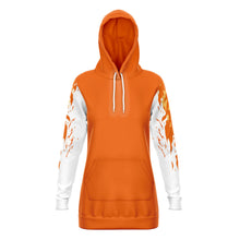 Load image into Gallery viewer, Flame Orange Longline Hoodie for WomenSeves-ArtFlame Orange Longline Hoodie