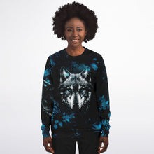 Load image into Gallery viewer, Blue Wolf Sweatshirt for WomenSeves-ArtBlue Wolf Sweatshirt