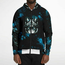 Load image into Gallery viewer, Blue Wolf Zip-Up Hoodie for MenSeves-ArtBlue Wolf Zip-