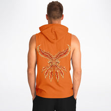 Load image into Gallery viewer, Flame Orange Drop Armhole Hoodie for MenSeves-ArtFlame Orange Drop Armhole Hoodie