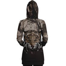Load image into Gallery viewer, Tiger Hood Longline Hoodie for WomenSeves-ArtTiger Hood Longline Hoodie