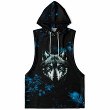 Load image into Gallery viewer, Fashion Blue Wolf Drop Armhole Hoodie for MenSeves-ArtFashion Blue Wolf Drop Armhole Hoodie