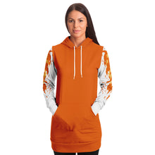 Load image into Gallery viewer, Fashion Flame Orange Longline Hoodie for WomenSeves-ArtFashion Flame Orange Longline Hoodie