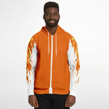 Load image into Gallery viewer, Flame Orange Zip-Up Hoodie for MenSeves-ArtFlame Orange Zip-