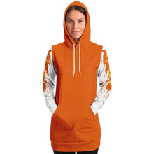Load image into Gallery viewer, Fashion Flame Orange Longline Hoodie for WomenSeves-ArtFashion Flame Orange Longline Hoodie