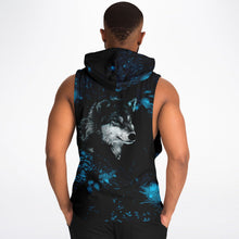 Load image into Gallery viewer, Fashion Blue Wolf Drop Armhole Hoodie for MenSeves-ArtFashion Blue Wolf Drop Armhole Hoodie