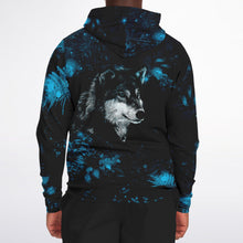 Load image into Gallery viewer, Blue Wolf Zip-Up Hoodie for MenSeves-ArtBlue Wolf Zip-