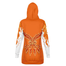 Load image into Gallery viewer, Flame Orange Longline Hoodie for WomenSeves-ArtFlame Orange Longline Hoodie