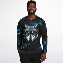 Load image into Gallery viewer, Blue Wolf Sweatshirt for MenSeves-ArtBlue Wolf Sweatshirt