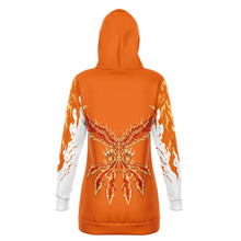 Load image into Gallery viewer, Fashion Flame Orange Longline Hoodie for WomenSeves-ArtFashion Flame Orange Longline Hoodie