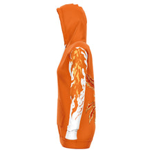 Load image into Gallery viewer, Fashion Flame Orange Longline Hoodie for WomenSeves-ArtFashion Flame Orange Longline Hoodie