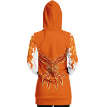 Load image into Gallery viewer, Fashion Flame Orange Longline Hoodie for WomenSeves-ArtFashion Flame Orange Longline Hoodie