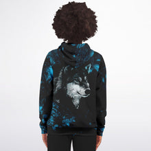 Load image into Gallery viewer, Blue Wolf Zip-Up Hoodie for WomenSeves-ArtBlue Wolf Zip-