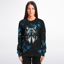 Load image into Gallery viewer, Blue Wolf Sweatshirt for WomenSeves-ArtBlue Wolf Sweatshirt