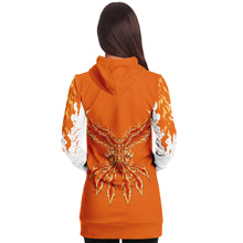 Load image into Gallery viewer, Flame Orange Longline Hoodie for WomenSeves-ArtFlame Orange Longline Hoodie