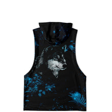 Load image into Gallery viewer, Fashion Blue Wolf Drop Armhole Hoodie for MenSeves-ArtFashion Blue Wolf Drop Armhole Hoodie