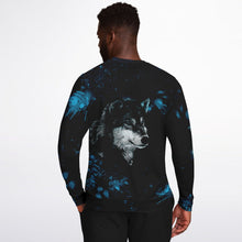 Load image into Gallery viewer, Blue Wolf Sweatshirt for MenSeves-ArtBlue Wolf Sweatshirt