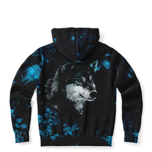 Load image into Gallery viewer, Blue Wolf Zip-Up Hoodie for WomenSeves-ArtBlue Wolf Zip-