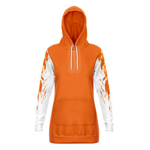 Load image into Gallery viewer, Fashion Flame Orange Longline Hoodie for WomenSeves-ArtFashion Flame Orange Longline Hoodie