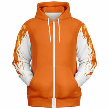 Load image into Gallery viewer, Flame Orange Zip-Up Hoodie for MenSeves-ArtFlame Orange Zip-