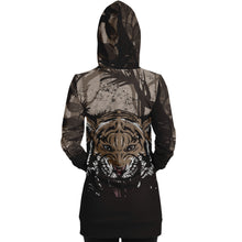 Load image into Gallery viewer, Fashion Tiger Hood Longline Hoodie for WomenSeves-ArtFashion Tiger Hood Longline Hoodie