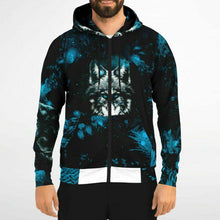 Load image into Gallery viewer, Blue Wolf Zip-Up Hoodie for MenSeves-ArtBlue Wolf Zip-
