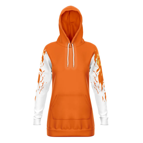 Flame Orange Longline Hoodie for WomenSeves-ArtFlame Orange Longline Hoodie