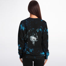 Load image into Gallery viewer, Blue Wolf Sweatshirt for WomenSeves-ArtBlue Wolf Sweatshirt
