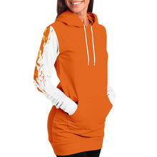 Load image into Gallery viewer, Flame Orange Longline Hoodie for WomenSeves-ArtFlame Orange Longline Hoodie

