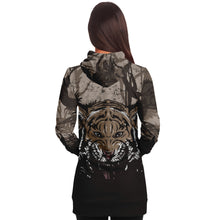 Load image into Gallery viewer, Tiger Hood Longline Hoodie for WomenSeves-ArtTiger Hood Longline Hoodie
