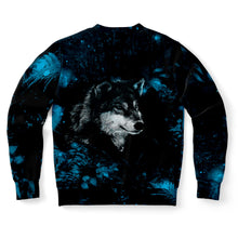 Load image into Gallery viewer, Blue Wolf Sweatshirt for WomenSeves-ArtBlue Wolf Sweatshirt
