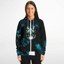 Load image into Gallery viewer, Blue Wolf Zip-Up Hoodie for WomenSeves-ArtBlue Wolf Zip-
