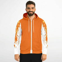 Load image into Gallery viewer, Flame Orange Zip-Up Hoodie for MenSeves-ArtFlame Orange Zip-
