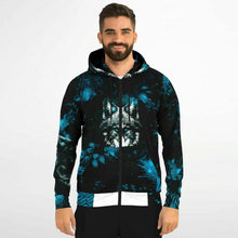 Load image into Gallery viewer, Blue Wolf Zip-Up Hoodie for MenSeves-ArtBlue Wolf Zip-
