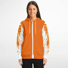 Load image into Gallery viewer, Flame Orange Zip-Up Hoodie for WomenSeves-ArtFlame Orange Zip-
