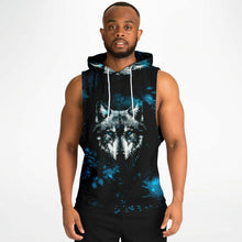 Load image into Gallery viewer, Fashion Blue Wolf Drop Armhole Hoodie for MenSeves-ArtFashion Blue Wolf Drop Armhole Hoodie
