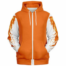 Load image into Gallery viewer, Flame Orange Zip-Up Hoodie for WomenSeves-ArtFlame Orange Zip-

