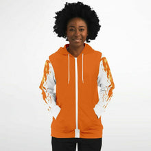 Load image into Gallery viewer, Flame Orange Zip-Up Hoodie for WomenSeves-ArtFlame Orange Zip-
